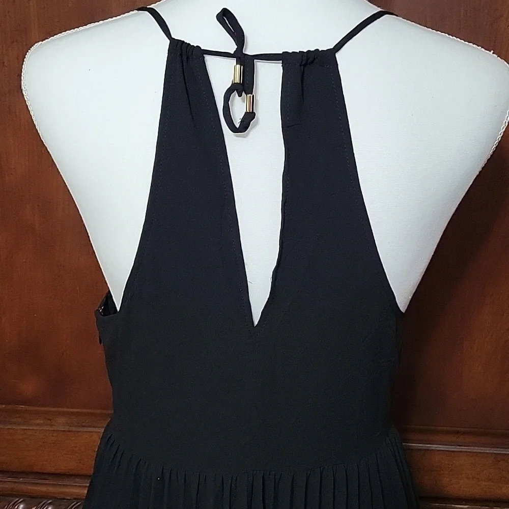 Abercrombie & Fitch Women's S Black Maxi Dress Pleated Spaghetti Strap N…